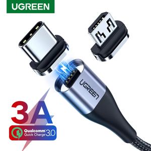 UGREEN-마그네틱 USB 충전 케이블 C 타입 마이크로 USB 전화 케이블 샤오미 3A 휴대폰 와이어 코드, 자석 충전기 마이크로 USB Xiaomi 3A