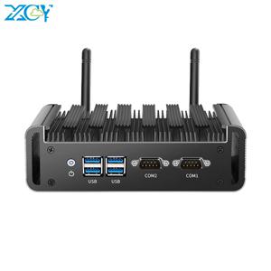 XCY-팬리스 미니 PC, 인텔 코어 i3 4010U i5 4200U i7 4500U 2x RS232 2x GbE LAN HDMI VGA 4x USB 포트 지원 WiFi Windows Linux