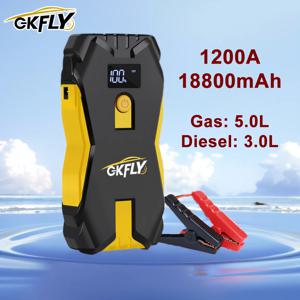 GKFLY 차량용 휴대용 점프 스타터 케이블, 12V 가솔린 디젤 시동 장치, 휴대용 파워 뱅크, 1200A 자동차 배터리 충전기 버스터