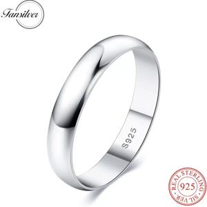 Fansilver 남녀공용 S925 스털링 실버 반지, 18K 화이트 골드 도금, 변색 방지, 쌓을 수 있는 반지, 도매