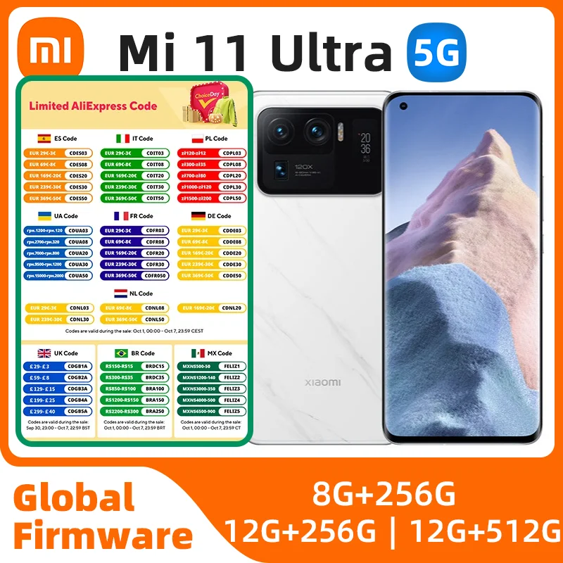 샤오미 11 울트라 5G 글로벌 버전 512G 스냅드래곤 888 6.81 인치, 50MP 120x 줌, 모든 색상 좋은 상태, 정품 중고 휴대폰