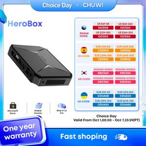 CHUWI Herobox 미니 PC 인텔 N100 데스크탑 게이밍 컴퓨터, 8GB LPDDR5 256GB SSD, 윈도우 11 VESA, 최대 2TB SSD, 4K UHD WIFI6 BT5.2