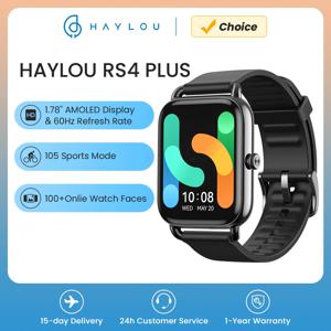 HAYLOU RS4 플러스 스마트워치, AMOLED 디스플레이, 105 스포츠 모드, 10 일 배터리 수명, 스마트 워치 SpO2 심박수 수면 모니터, 1.78 인치