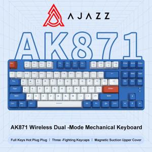 Ajazz 무선 게이밍 기계식 키보드, 핫 스왑 가능 블루투스 키보드, 게임 노트북 PC용 PBT 키캡, Ak871, 2.4G, 87 키