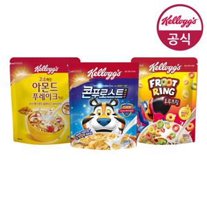 켈로그 시리얼 콘푸로스트 600g + 아몬드 푸레이크 600g + 후르트링 530g