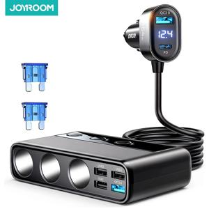 Joyroom 차량용 충전기 어댑터, 충전 독립 스위치, DC 담배 콘센트, PD 3 소켓, 담배 라이터 분배기, 9 in 1, 154W