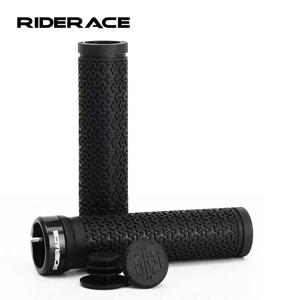 RIDERACE 자전거 핸들 바 그립, MTB 산악 자전거, 부드러운 단면 잠금 핸들 바 커버 플러그, 고무 미끄럼 방지 사이클링 그립