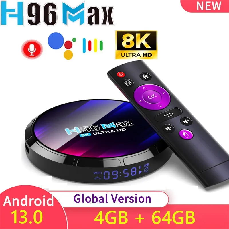 스마트 TV 박스, 안드로이드 13, 4G, 64G, 32G, WiFi6, 5G, 듀얼 와이파이, 4K, 8K, 구글 보이스 어시스턴트, 미디어 플레이어, 셋톱 박스, H96 MAX RK3528