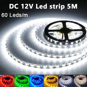 300LED 스트립 라이트, 5M, SMD2835, 12V, 화이트, 웜, 레드, 그린, 블루, RGB 루스, 방수, 유연한 램프 테이프, 룸 데코