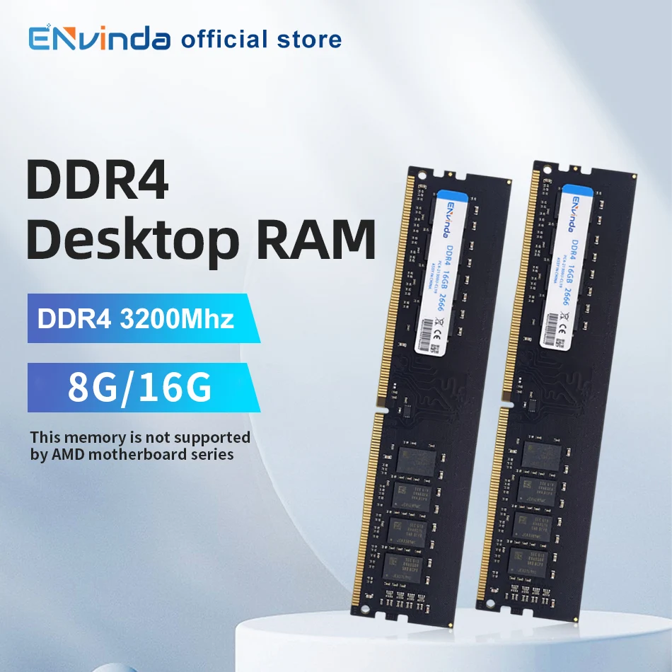 ENVINDA DDR4 PC RAM 메모리, 데스크탑 컴퓨터 램, AMD 마더보드 지지대 없음, 8GB, 16GB, 3200MHz DIMM