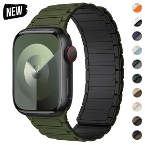 애플 워치 밴드용 마그네틱 루프 실리콘 팔찌, iWatch 시리즈 9 8 7 6 5 4 3 Se 울트라 2 스트랩, 44mm, 40mm, 49mm, 45mm, 41mm, 38mm