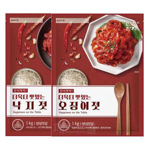 반찬단지 낙지젓(비닐) 1kg + 오징어젓(비닐) 1kg 세트