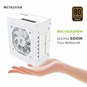 METALFISH SFX-500W 80 플러스 브론즈 풀 모듈러 화이트 전원 공급 장치, 게임용 컴퓨터 케이스용, 화이트 모델 케이블, 100 V, 220V