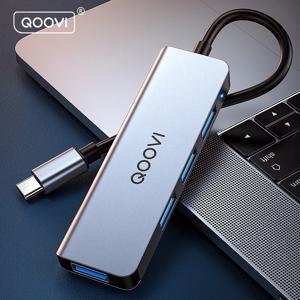 QOOVI USB C 허브 4 in 1 Type C to USB 3.0 어댑터 도크 Macbook Pro iPad Air 화웨이 메이트 40 30 USB-C 3.1 스플리터 포트 OTG 허브