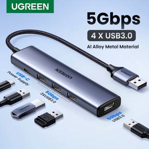 UGREEN-USB 허브 4 USB 3.0 허브 USB-타입 C 어댑터 5G, 맥북 프로 에어 M1 PC 노트북 액세서리 USB C 허브 분배기