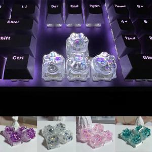 게임 백라이트 Keycap Cat Paw 기계식 키보드 용 귀여운 DIY 키 캡 맞춤형 투명 크리스탈 Keycap Cherry MX Axis