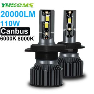 YHKOMS 자동차 조명 Canbus H4 LED H7 H11 LED 램프, 20000LM H1 H3 H9 9005 9006 HB3 HB4 5202 9007 H13 안개 12V