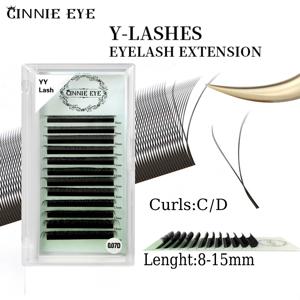 YY 속눈썹 연장 Y 모양 볼륨 속눈썹, 3D 인조 Cil, 프리메이드 팬 래쉬 클러스터, 메이크업 클래식, 개별 속눈썹 번들, Cilios