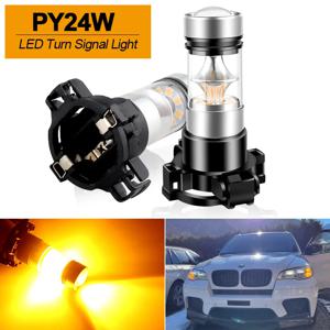 앰버 옐로우 오류 없는 CAN 버스 LED 전구, 전방 방향 지시등, PY24W 5200s, BMW 3 4 5 시리즈 X3 E70 X5 X6 Z4, 2 개