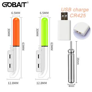 야광 스틱 플래시 라이트 CR425 3.6V 리튬 배터리 LED 탈착식 USB 충전, 낚시 전자 낚싯대, 방수, 야간 태클