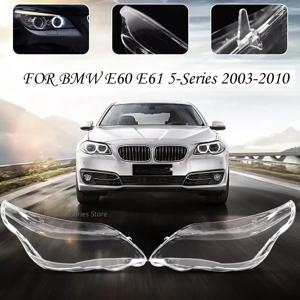 좌우 자동차 헤드라이트 렌즈 유리 램프 커버, 전등갓 셸, BMW E60 E61 25I 530I 545I 550I 2003 2010 헤드라이트 커버