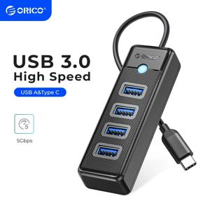 ORICO 멀티 C타입 분배기, USB 3.0 허브, 고속 OTG 어댑터, PC 컴퓨터 액세서리, 맥북 프로용, 4 포트, 5Gbps