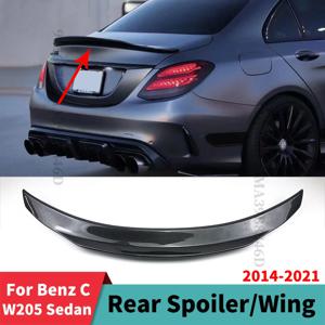 메르세데스 벤츠 C W205 및 C63 C43 AMG 4 도어 2014 2021 리어 스포일러 윙, 페이스 리프트 부트 립 테일 스포츠 개조 액세서리 트림