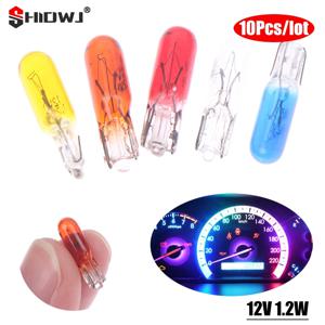 10Pcs W2W T5 12v 1.2w 자동차 할로겐 램프 악기 조명 대시 보드 전구, 블루/레드/앰버/옐로우 자동차 인테리어 라이트 자동차 스타일링