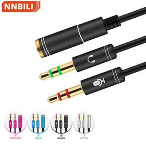 헤드폰 스테레오 오디오 마이크 Y 분배기, 3.5mm 오디오 마이크, 4 극 잭 Aux 어댑터, 4 핀 3.5mm 플러그 이어폰용, 3.5mm