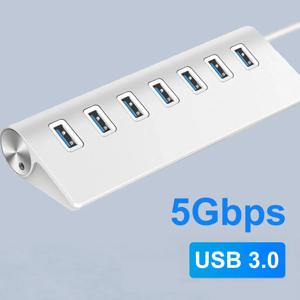 알루미늄 합금 USB 3.0 허브, 7 포트 고속 멀티 스플리터 어댑터, 최대 5Gbps 도킹 스테이션 확장기, 노트북 컴퓨터 PC용