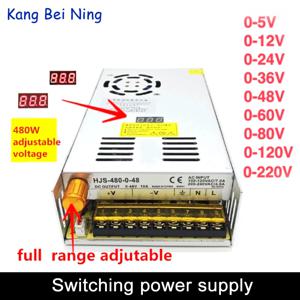 디지털 디스플레이 스위칭 전원 공급 장치, 조정 가능한 전압 0-5V, 12V, 24V, 36V, 48V, 60V, 80V, 120V, 220V, 300V, 24V, 20A, 48V, 10a, 480W