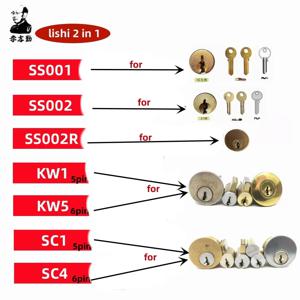 Lishi 2 in 1 도구 SS001 SS002 SS002R 프로 R52 KW1 KW5 SC1 SC4 SC20 M1/MS2 AM5 R52L 가정 문짝 민사 자물쇠용 자물쇠 세공 도구