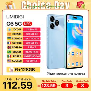 UMIDIGI G6 5G 스마트폰, 울트라 클리어 아이 케어 듀얼 카메라, NFC, 안드로이드 13, 디멘시티 6100 + 6 + 6GB, 128GB, 6.57 인치, 90Hz, 50MP, 신제품 5G