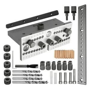 목공 도웰링 지그 키트, 조정 가능한 드릴링 가이드, 장부 펀처 로케이터, 가구 연결 목공용, 3 in 1