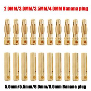 RC 배터리 금도금 불릿 바나나 플러그, 암수 불릿 바나나 커넥터, 2.0mm, 3.0mm, 3.5mm, 4.0mm, 5mm, 5.5mm, 6mm, 8mm, 5, 10 쌍