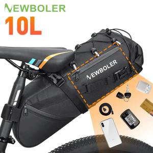 NEWBOLER 방수 자전거 가방, 대용량 자전거 새들 가방, 사이클링 접이식 테일 리어 백, MTB 도로 트렁크 자전거 포장, 10L