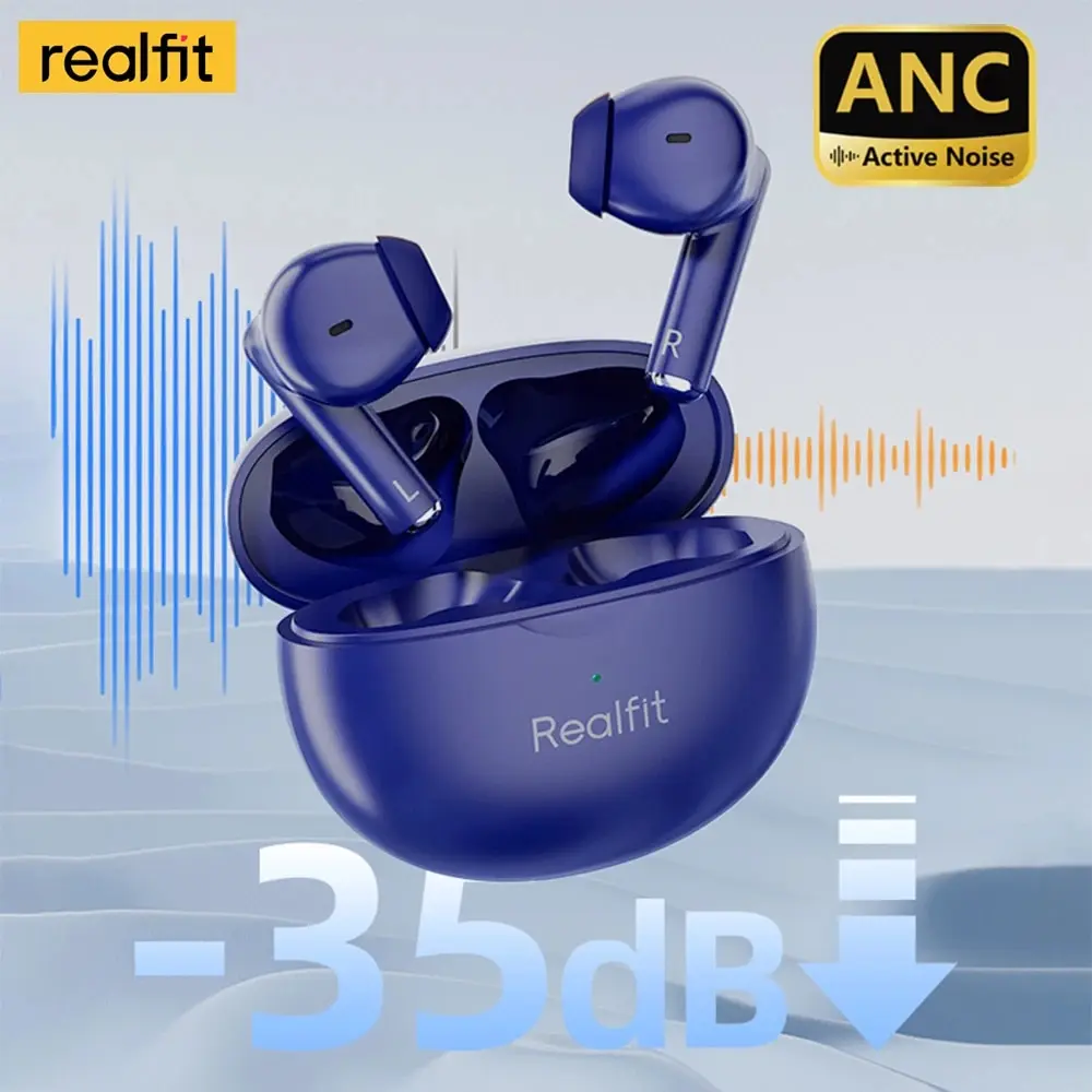 Realfit F2 Pro ANC 액티브 노이즈 캔슬링 블루투스 이어폰, ENC 통화, 하이파이 스테레오, 뛰어난 베이스 무선 이어버드, 스포츠 게임