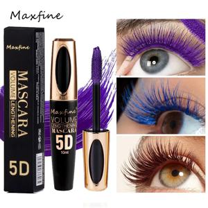 MAXFINE 5D 실크 섬유 속눈썹 마스카라, 마스카라의 검은 양 및 길이, 강력하고 오래 지속되고 방수 및 굳지 않음