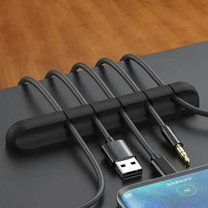 실리콘 USB 케이블 정리함 케이블 와인더, 데스크탑 깔끔한 관리 클립, 케이블 거치대, 마우스 헤드폰 와이어 정리함, 1 개, 2 개