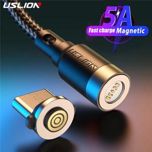 USLION 마그네틱 USB 충전 케이블, USB C 타입 고속 충전 케이블, 아이폰 15 프로 샤오미 자석 USB C 데이터 충전 와이어 코드, 5A