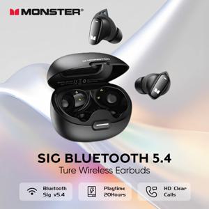 Monster Ture 무선 이어버드 AI 노이즈 캔슬링 블루투스 5.4 헤드폰, IPX5 방수 스포츠 이어폰, 마이크 포함 TWS 헤드셋