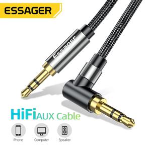 ESSAGER AUX 오디오 케이블, 스피커 와이어 헤드폰 자동차 3.5mm 잭, 샤오미 삼성용 하이파이 Aux 어댑터 코드, 3.5mm 잭