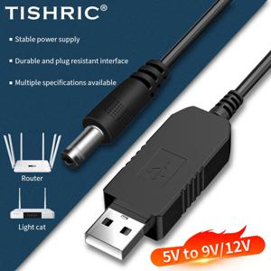 TISHRIC USB DC 5V 12V 9V 전원 케이블 라우터 WIFI 어댑터 와이어 usb 부스트 모듈 변환기 2.1x5.5mm 보조베터리