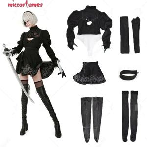 Miccostumes 여성용 코스튬 레오타드 스커트, 헤어밴드 레깅스 및 가발 포함, 2B 코스프레, 24 시간 배송