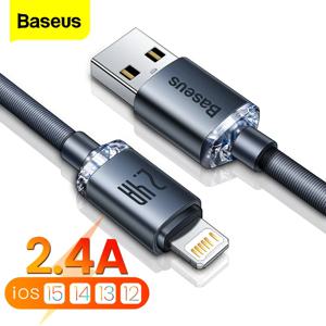 Baseus-아이폰 14 13 12 11 프로 Xs 맥스 X Xr 8 7 플러스 2.4A 용 USB 케이블, 고속 충전, 아이패드 프로 데이터 케이블 2M, 유선 코드