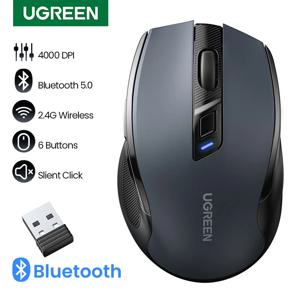 UGREEN 인체 공학적 무선 마우스, 블루투스 5.0, 2.4G 마우스, 4000DPI, 맥북 태블릿 노트북용 무음 6 버튼, 2.4G 마우스