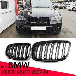 자동차 그릴 전면 키드니 글로시 더블 슬랫, BMW X5 E70 2007-2013 X6 E71 E72 2008-2014 용 자동차 액세서리, 신상