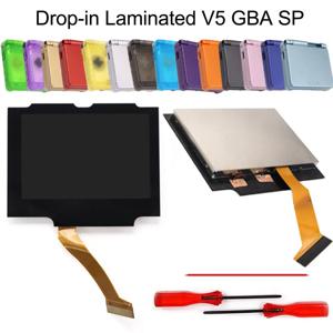 라미네이트 V5 IPS GBA SP 백라이트 LCD 교체 모드 키트, 게임보이 어드밴스 SP용, 컷 쉘 케이스 필요 없음