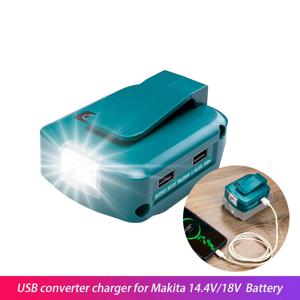 Makita-ADP05 용 USB 컨버터 충전기, 14.4V/18V 라이온 배터리, 듀얼 LED 스포트라이트, 마끼다 배터리용 야외 손전등