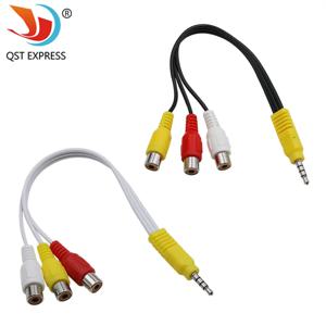 3.5MM To Jack 3 RCA 케이블 비디오 컴포넌트 AV 어댑터 케이블, TCL tv용 빨간색 흰색과 노란색 여성용